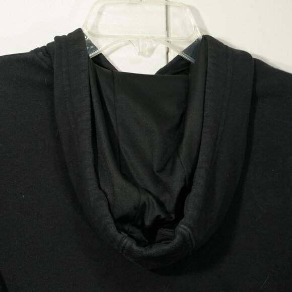 Adidas Black Three Stripe Hoodie Minimalist Street Wear Athletic Pullover Top - Picture 7 of 10